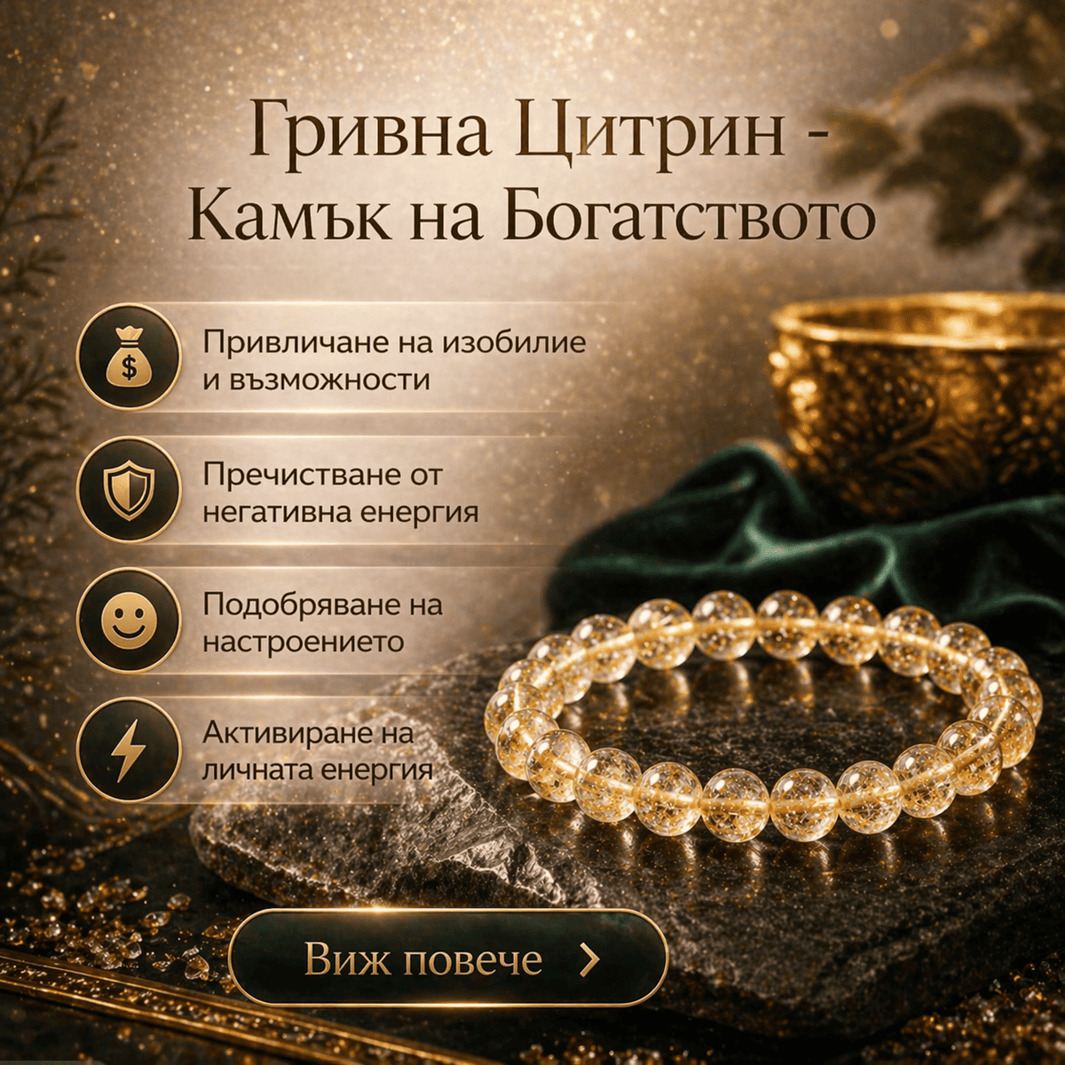 Гривна Цитрин - Камък на Богатството