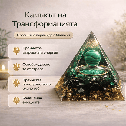 Оргонитна пирамида с Малахит
